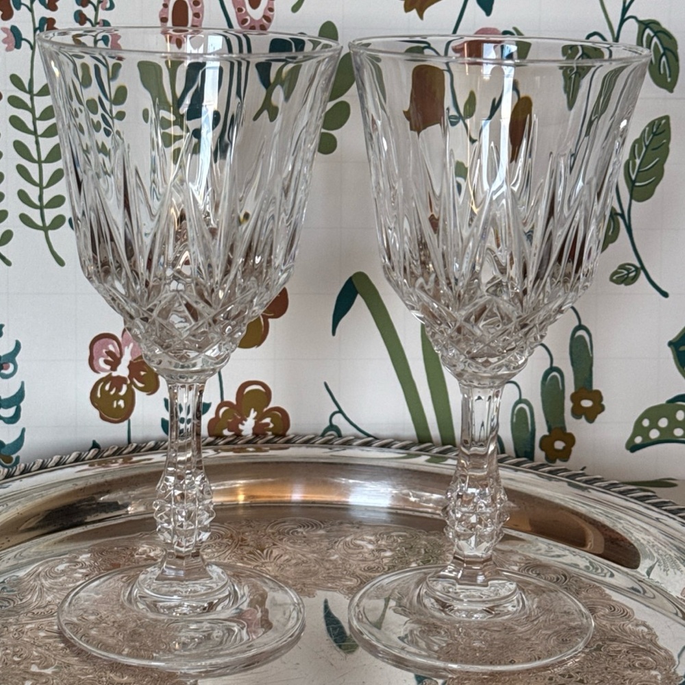 Vintage JMP Capri Crystal Wine / Water Glass Set of 2